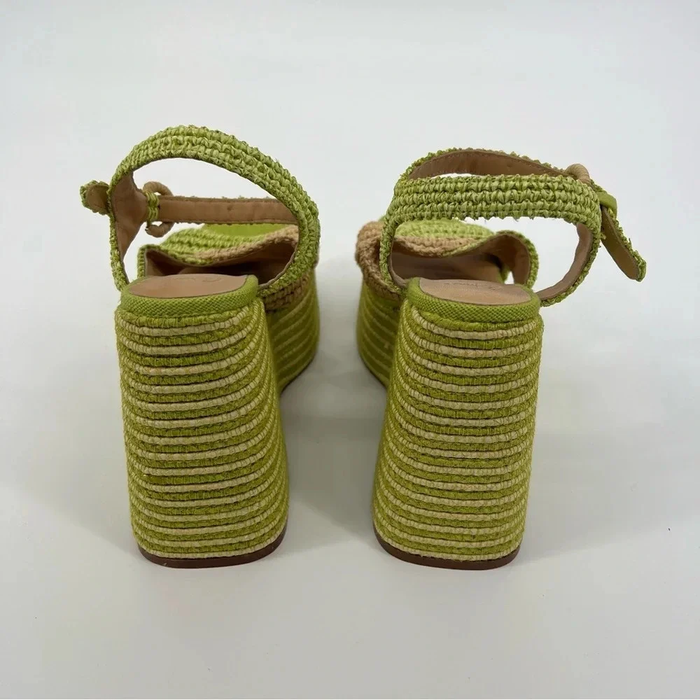 Castaner Fiodora Green Tropical Strappy Colorful Woven Wedges Heels 38